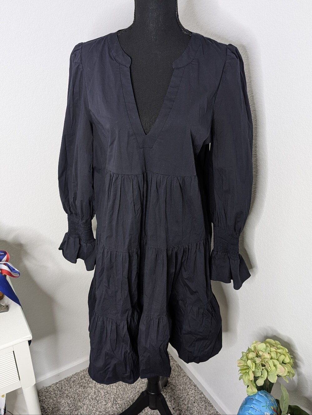 💘 Navy Cotton Poplin Kenzo Dress Size XL - Picture 7 of 11